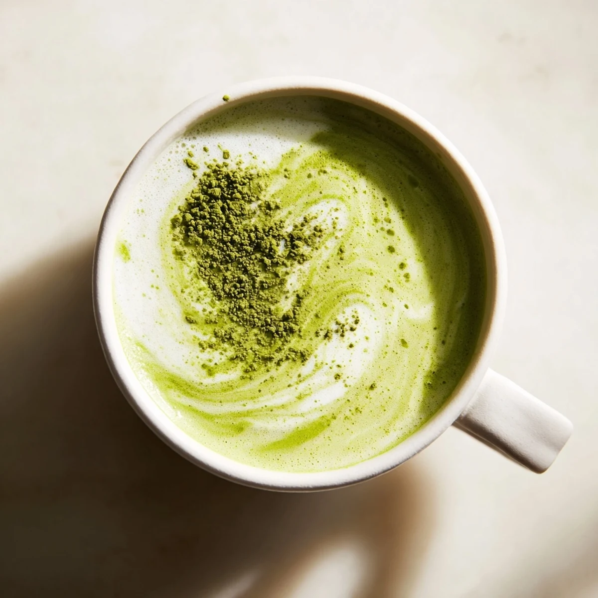 Matcha Dusting Creamy Green Matcha Latte with Honey and Oat Milk